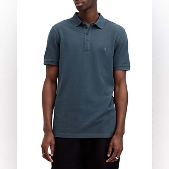 All Saints Navy Polo Shirt - Picture 1 of 4